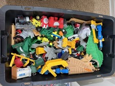 Huge Fisher-Price GeoTrax Lot Tracks Trains Buildings Vehicles Airplane