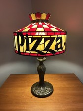 Vintage Pizza Hut Table Lamp, Tiffany Style Light, 19" T X 12" W