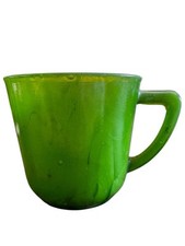 Vintage Green Akro Agate Slag Glass Child Size Cup Mug