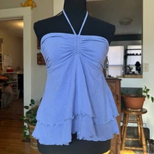 Wild Fable Women's Lilac Gathered Halter Tiered Ruffle Tank Top Size M