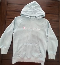 Champion Logo Light Blue Girls Hoodie Hooded Sweatshirt Size Large