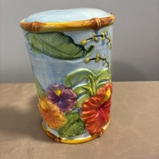 Ceramic Cottage Core Floral Toilet Brush Holder Bathroom Decor Vintage