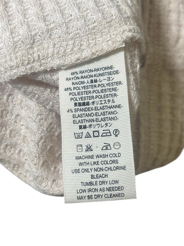 Maglione We The Free donna S beige waffle maglia collo tartaruga aderente comodo nuovo con etichetta - Foto 6 di 9