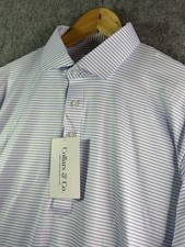 Collars & Co Rosa y Azul Rayas Peso Pluma Relajado Vestido Cuello Polo Grande