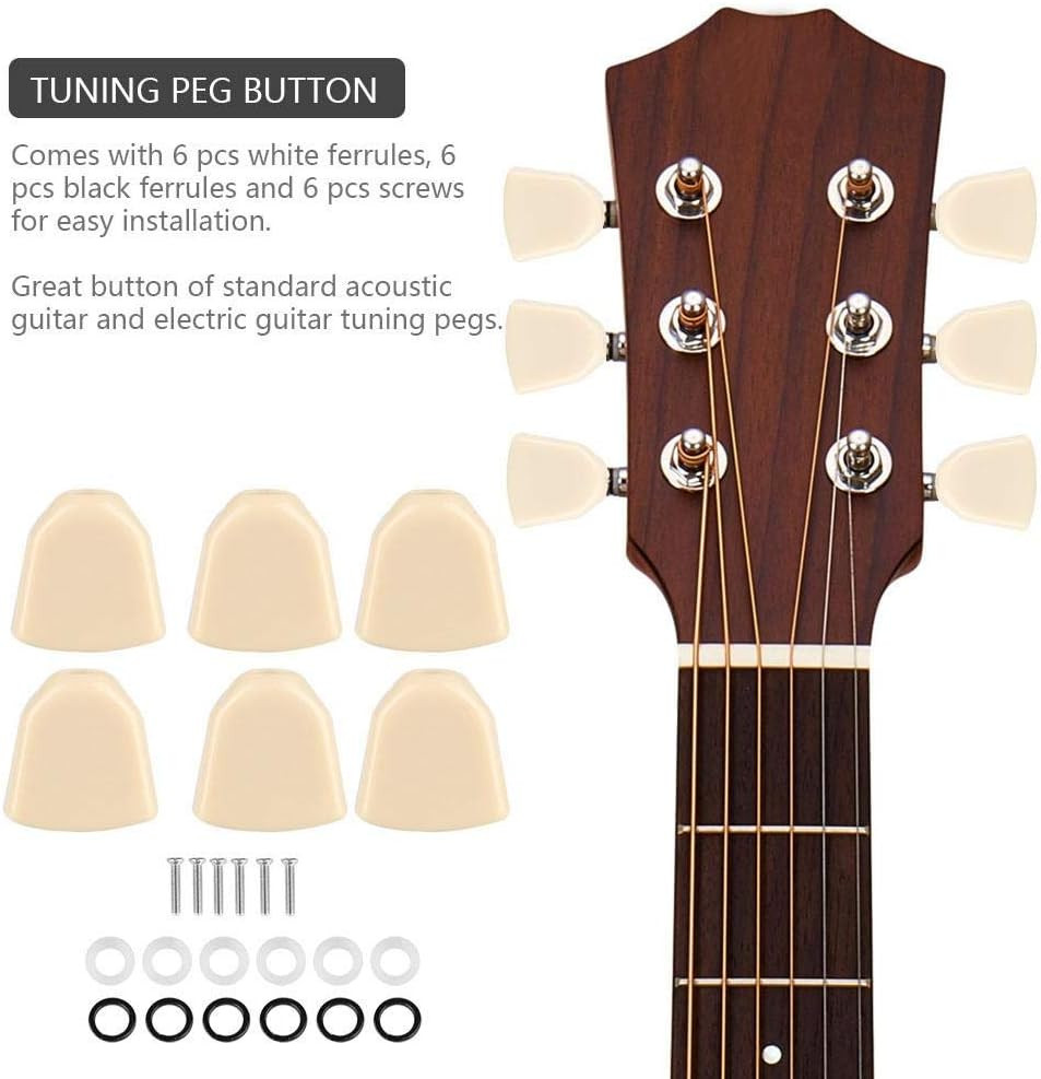 6 Piece Acrylic Guitar Tuning Peg Buttons Set Replacement Machine Heads Knobs...