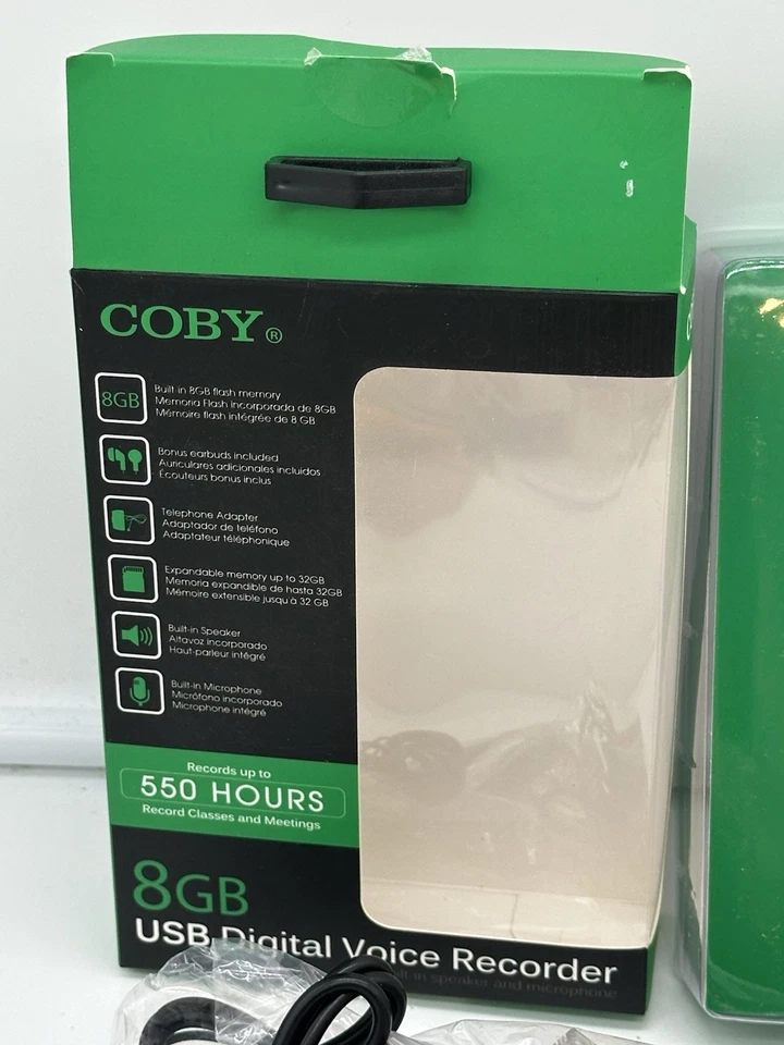 USB Digital Voice Recorder with Built-In-Mic NOB Coby CVR-29BK 8 GB - Image 3 of 4