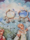 Vintage 14k.Yellow Gold Jade Ball Dangle Hoop  Pierced Earrings 2.4 Grams — photo 7