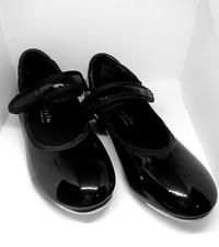 Danskin Freestyle Black Patent Tap Shoes Little Girls Size 13 Tap Dance