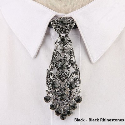 Chic Uniform Tie, Pretied Knot,Rhinestone Short Ties for Women Men School Casual