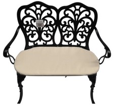 SH&G 2 Seater Love Bench | Black Aluminium with Cream Cushion | Indoor & Outdoor