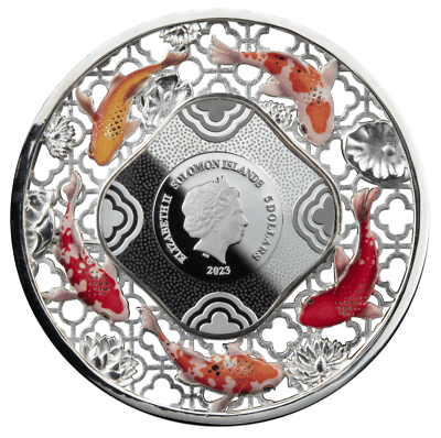FILIGREE KOI Fortune 2 Oz Silver Coin $5 Solomon Island 2023