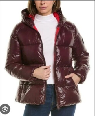 New Save the Duck Short Jacket Puffer Hooded Burgundy Size XS | eBay
