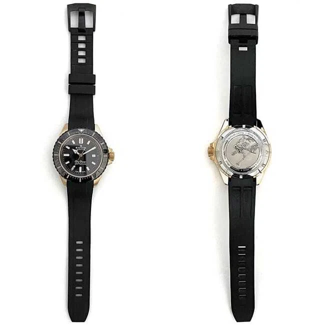 Reloj EDOX Neptunian Skydiver f-23101 Negro Oro Plata 80120 Buen Estado SS Foto 2 de 4