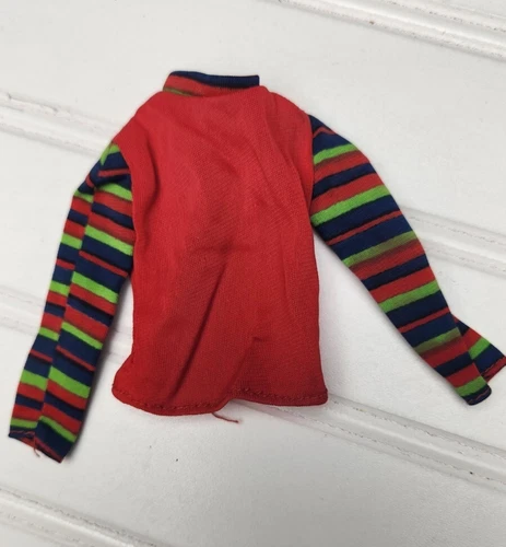 Barbie United Airlines doll Uniform #7703 Red Blouse Stripe Sleeves  Shirt Top