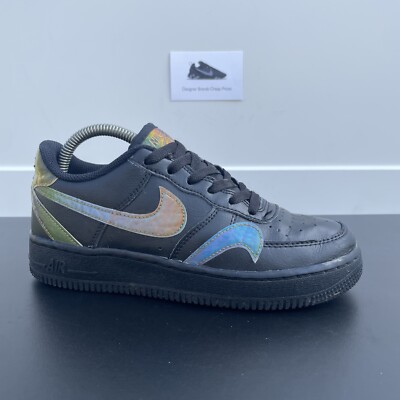 Nike Air Force 1 Low LV8 CZ5890-001 Unisex Jungen Schwarz Leder Sneaker Schuhe UK 4