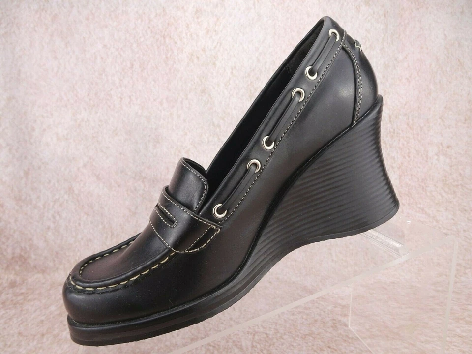 EE. UU. 6.5 De Colección Años 90 Y2K LEI Negro Grueso Cuña Plataforma Gótico Bratz Muñeca Grunge Zapatos Foto 2 de 4