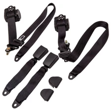 3 Point Safety Seat Belt Straps Car Truck Adjustable Retractable Shoulder Belts