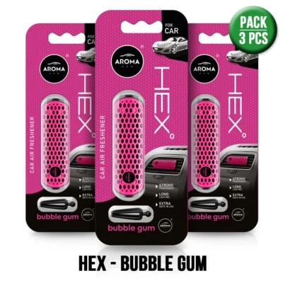 AROMA CAR Deodorante profumo auto bocchetta HEX Bubble gum- Pack 3 pz