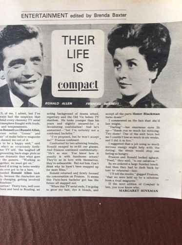 K1k Ephemera 1964 Article Tv Show Compact Ronald Allen Frances Bennett