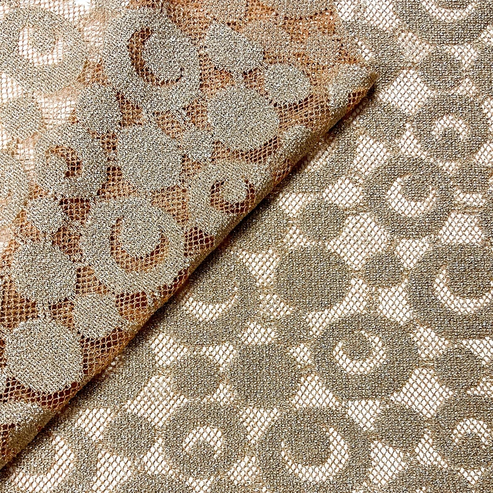 Netz Stoff Retro Kreise Orange Silber Glitzer Karneval Kleidung Deko Transparent - Bild 2 von 4