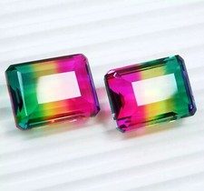 Watermelon Tourmaline Emerald Cut 100 Ct Natural Certified Pair Loose Gemstone