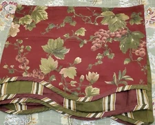 Waverly Double Scallop Valance Chianti Cabernet Floral Grapes Olive Stripe Drape