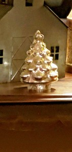 Pottery Barn Mini Lit Mercury Glass Tree Silver Christmas Tree