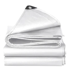 12 Mil Heavy Duty White Poly Tarp 20' x 40' Tarpaulin Canopy Shelter Cover Shade