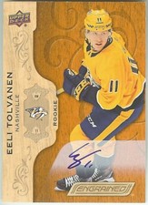2018-19 UD Engrained Eeli Tolvanen Faux Wood Autograph Rookie Card Card #90