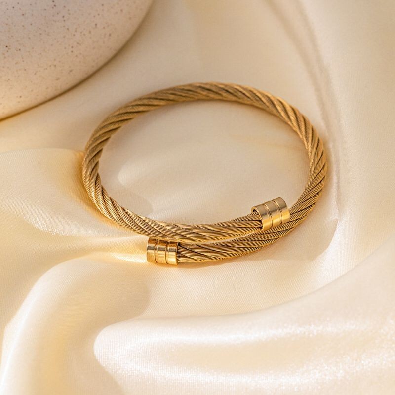 Adjustable Women's Gold Plated Stainless Steel Bracelet Cable