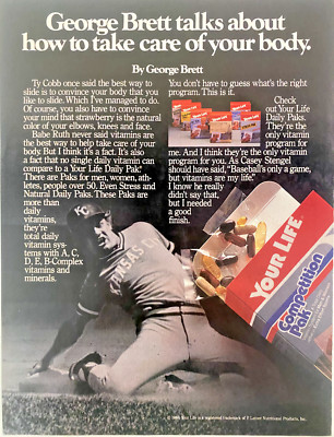 George Brett K.C. Royals Your Life Daily Pak Vitamins Vintage 1984 Magazine Ad