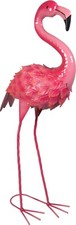 Metal Flamingo Garden Ornament 61cm Height Pink Decor Tropical Theme Lawn Pond