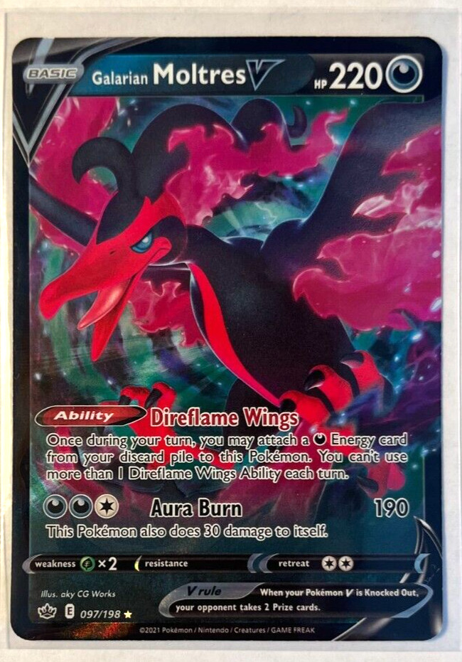 Galarian Moltres V 97/198 Ultra Rare Chilling Reign Pokemon TCG NM/M