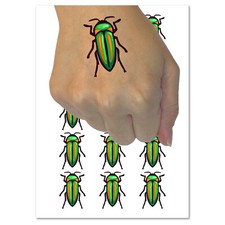 Jewel Beetle Insect Bug Temporary Tattoo Water Resistant Fake Body Art Set
