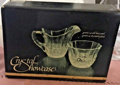 Vintage in box European Collection Crystal Sugar Bowl & Creamer Set