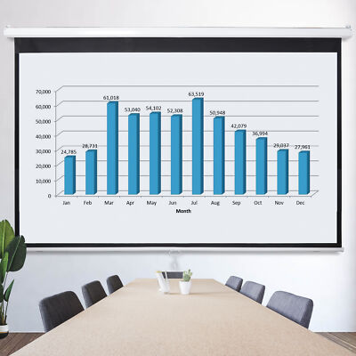 100 Inch 16:9 Manual Pull Down Projector Projection Screen House Theater Movie