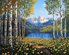 Aspen with Maroon Bells oil painting 8x10 Print