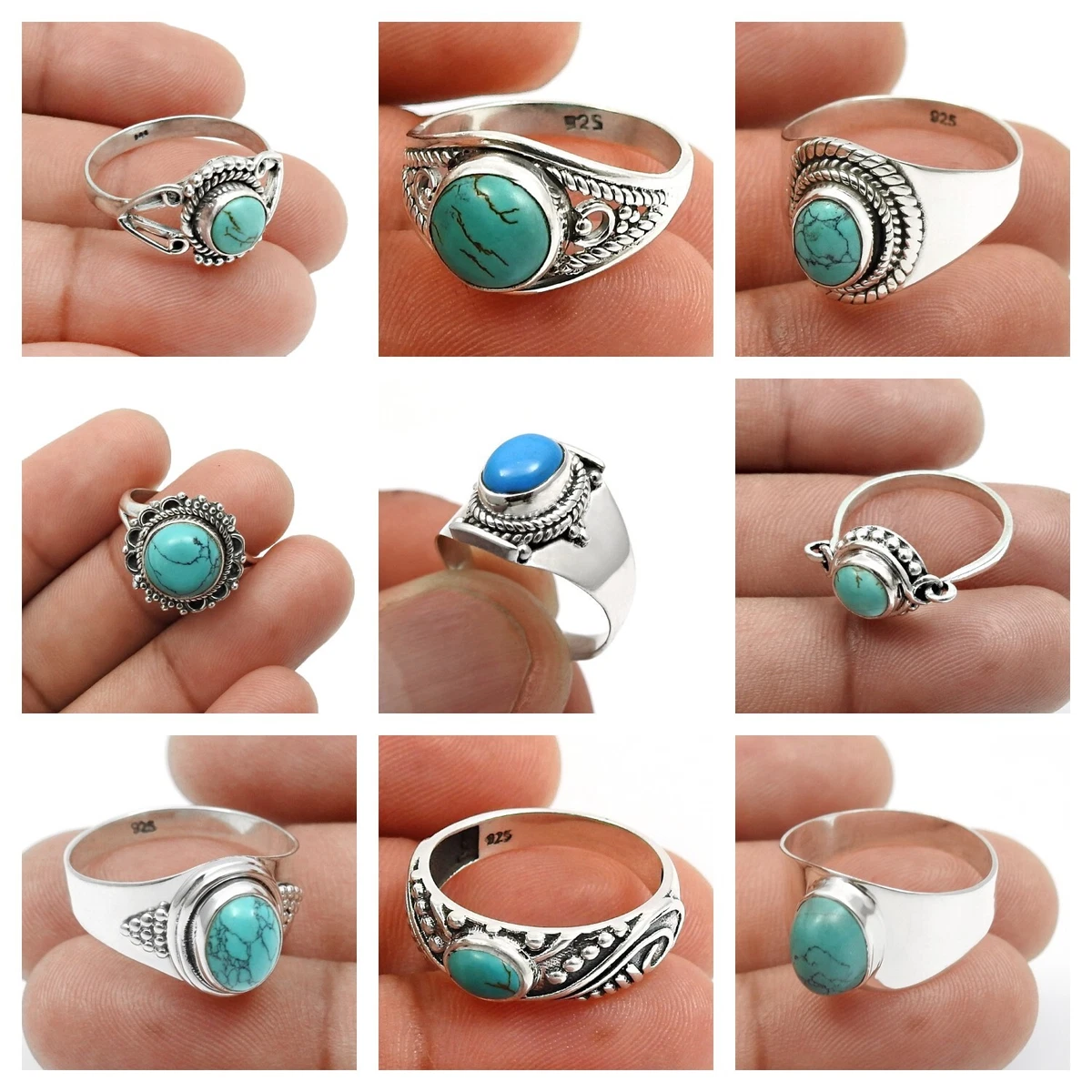 Anello Nepalese In Argento Con Turchese Naturale Grezzo - Foto 3