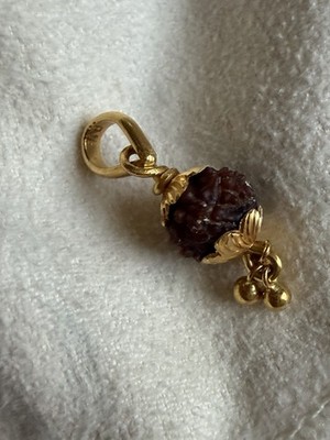 22k Solid Yellow Gold Rudraksha Charm Pendant Or For Bracelet