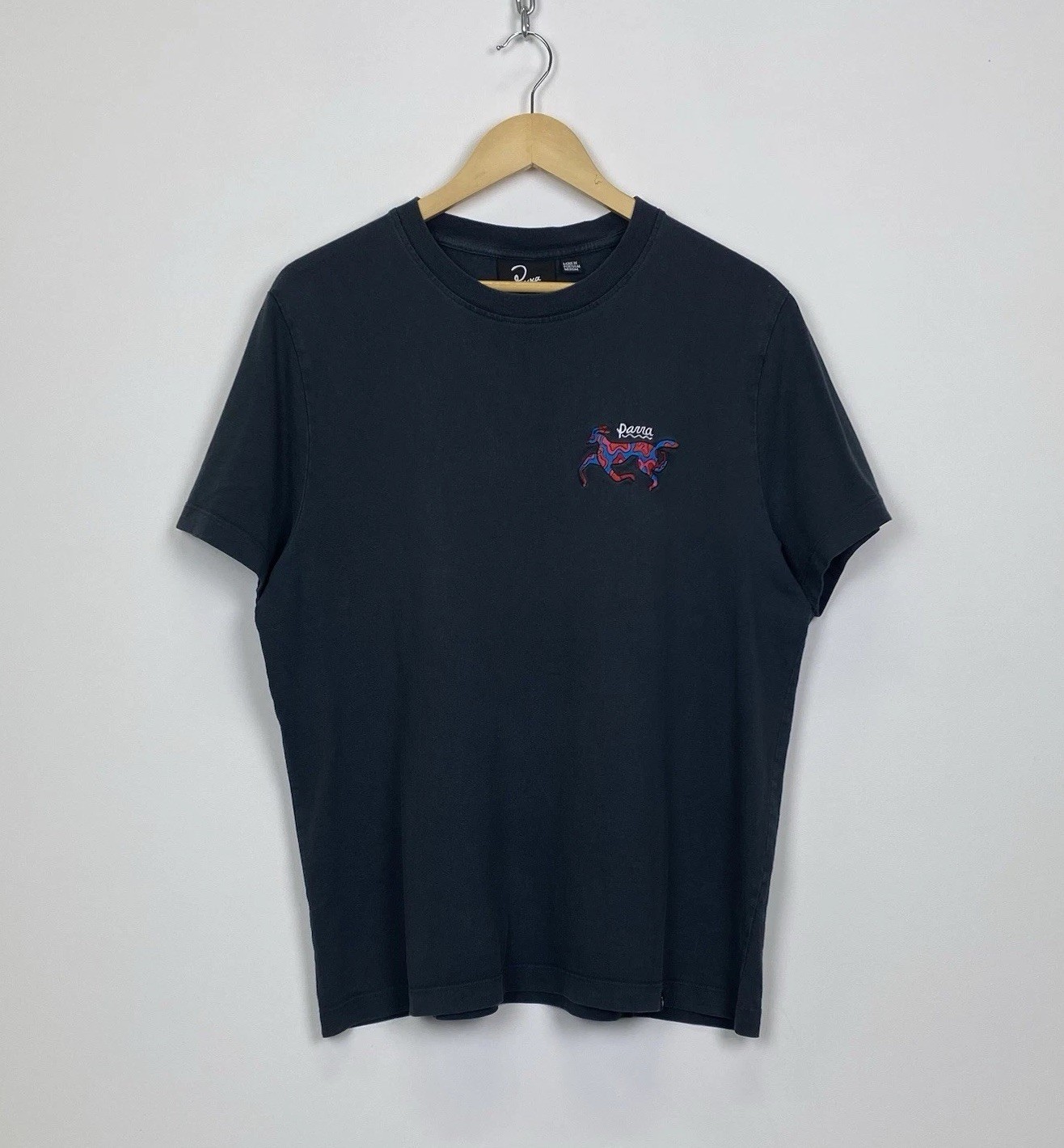 Parra T-Shirt Men’s Embroidered Logo Designer Streetwear Top Faded Black Luxury