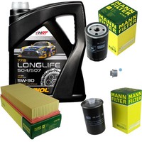 Mann Inspektionspaket 5L Mannol Longlife 504/507 5W-30 FüR Audi 80 1.8 S 2.0