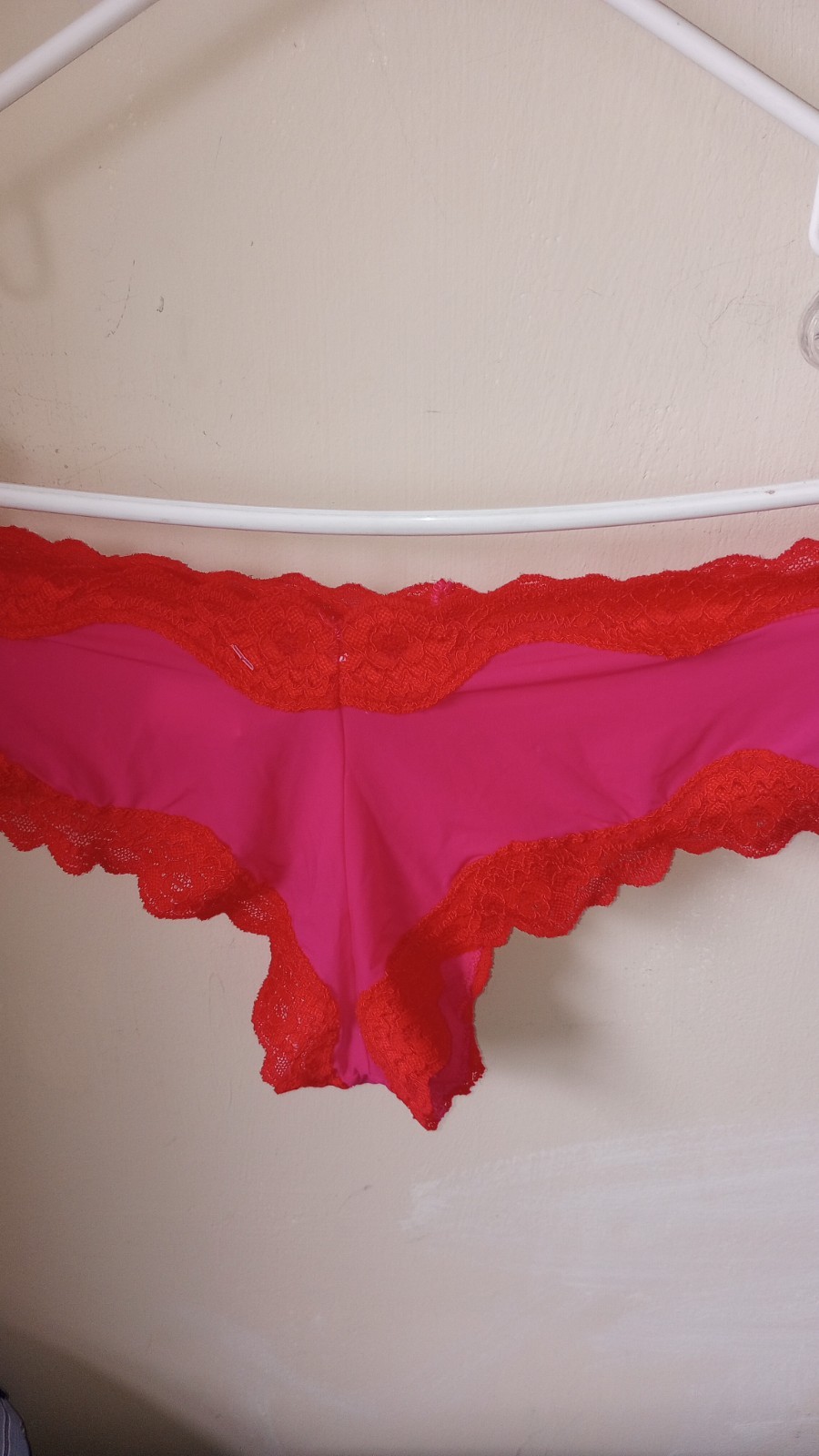 Vintage Victoria's Sect Sexy Little Things Cheeky Panty RARE Hot Pink Lace Med image 2