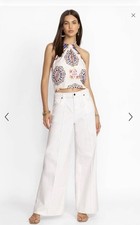Johnny Was The Braided Jeans Wide Leg NWT 278 Size 25 White Resort Wear Coastal