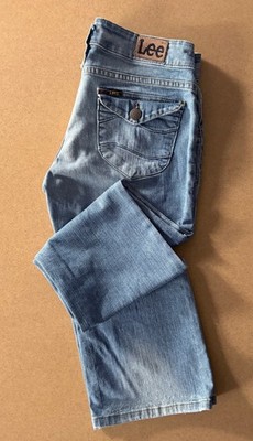 vintage women's lee leola jeans 31x31 low rise boot cut zip fly light wash denim