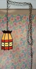 Vintage Tiffany Style Hanging Pendant Lamp Stained Glass W/ Chain &  Switch Red