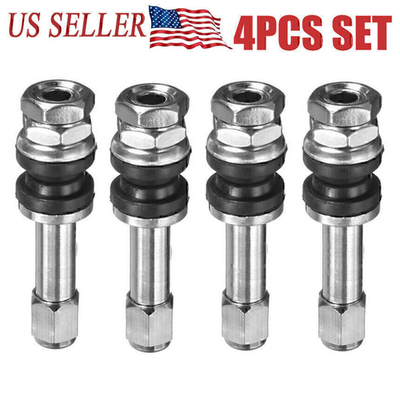 #ad 4Pcs TR48 Bolt Screw On Tire Valve Stem Chrome Metal High Pressure Flush W Nqjv $6.99
