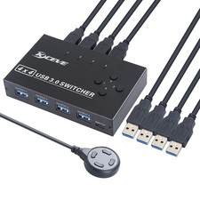 USB 3.0 Switch, USB Switcher Selector 4 Computer Sharing 4 USB Devices Printe...
