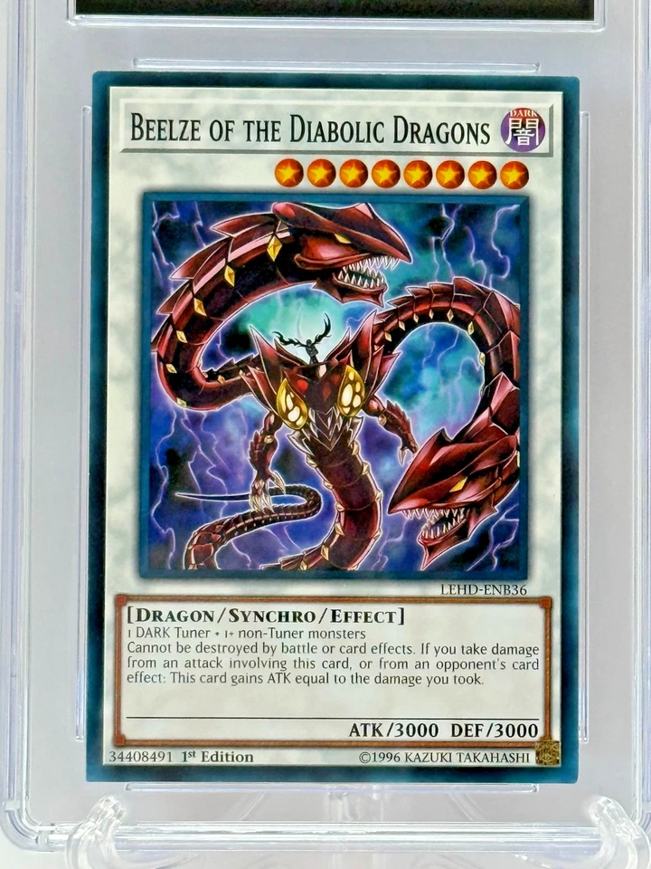 Yu Gi Oh 2018 Beelze of the Diabolic Dragons LEHD-ENB36 Leg Hero 1st Ed CGC 10 - Image 2 of 3