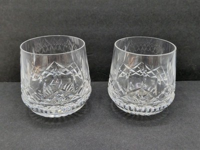 Pair Waterford Lismore 3 3/8'' Roly Poly Tumblers Gothic Mark
