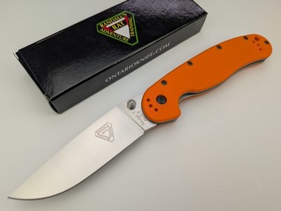 Ontario RAT I Linerlock Orange Handle Folding AUS-8 Steel Pocket Knife 8848OR
